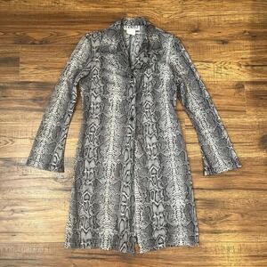 Vintage Y2K Sheer Snake skin Button Front Collared Top Bell Sleeves Indie Grunge